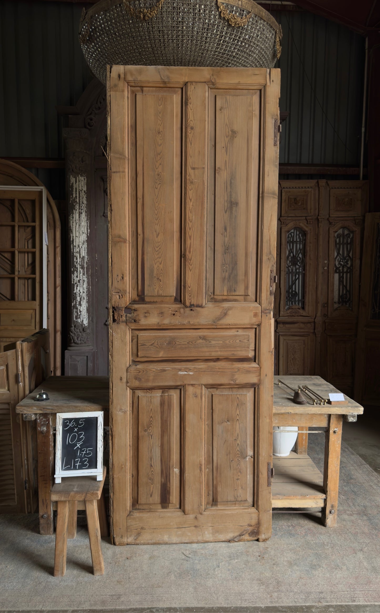 5 Panel Single Solid Antique Door - 36.5x103 - L173