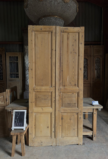 3 Panel Antique Solid French Doors - 43x91 K337