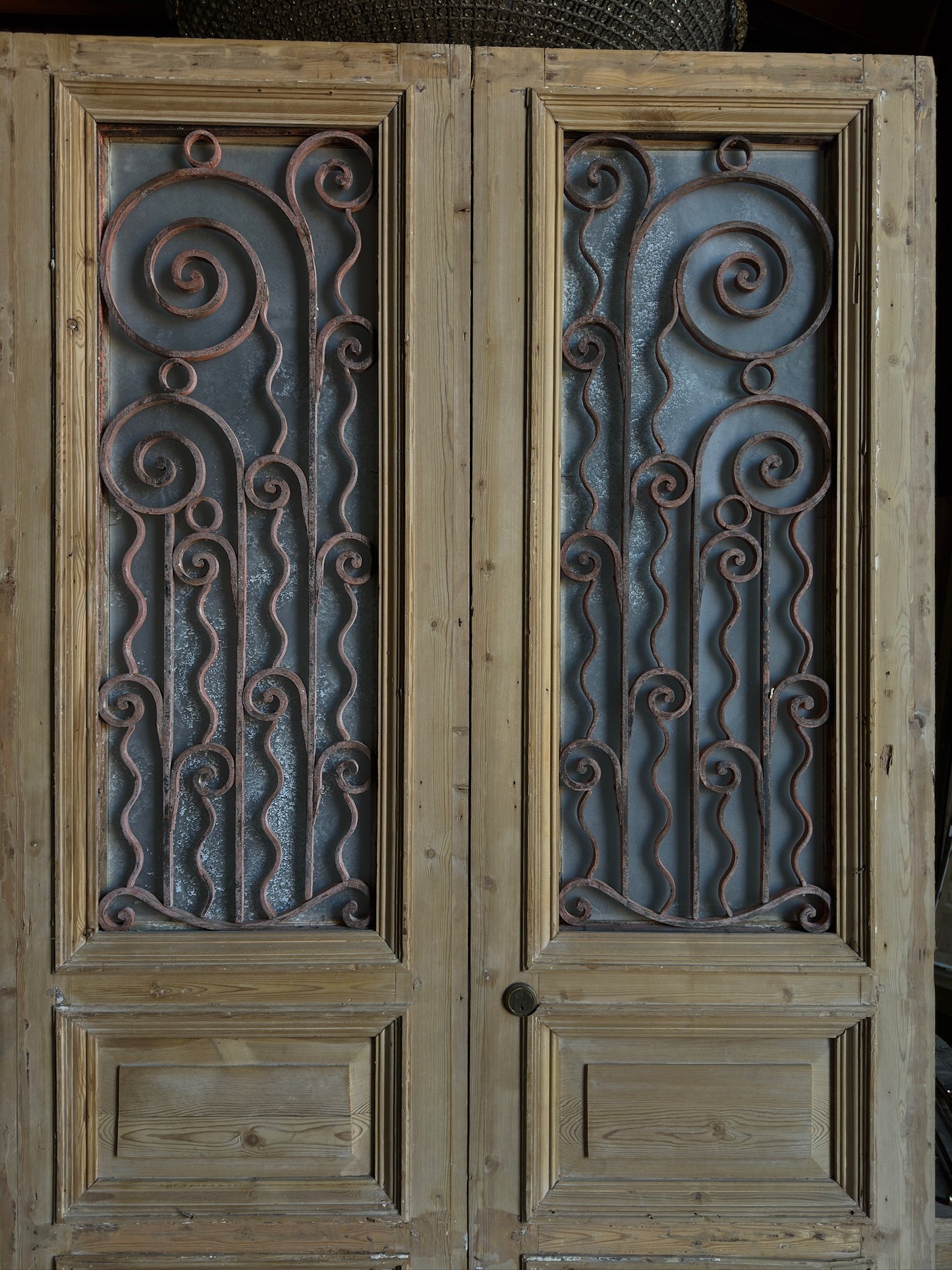 Scrolled Antique Iron French Doors - 51.75x97 - L287