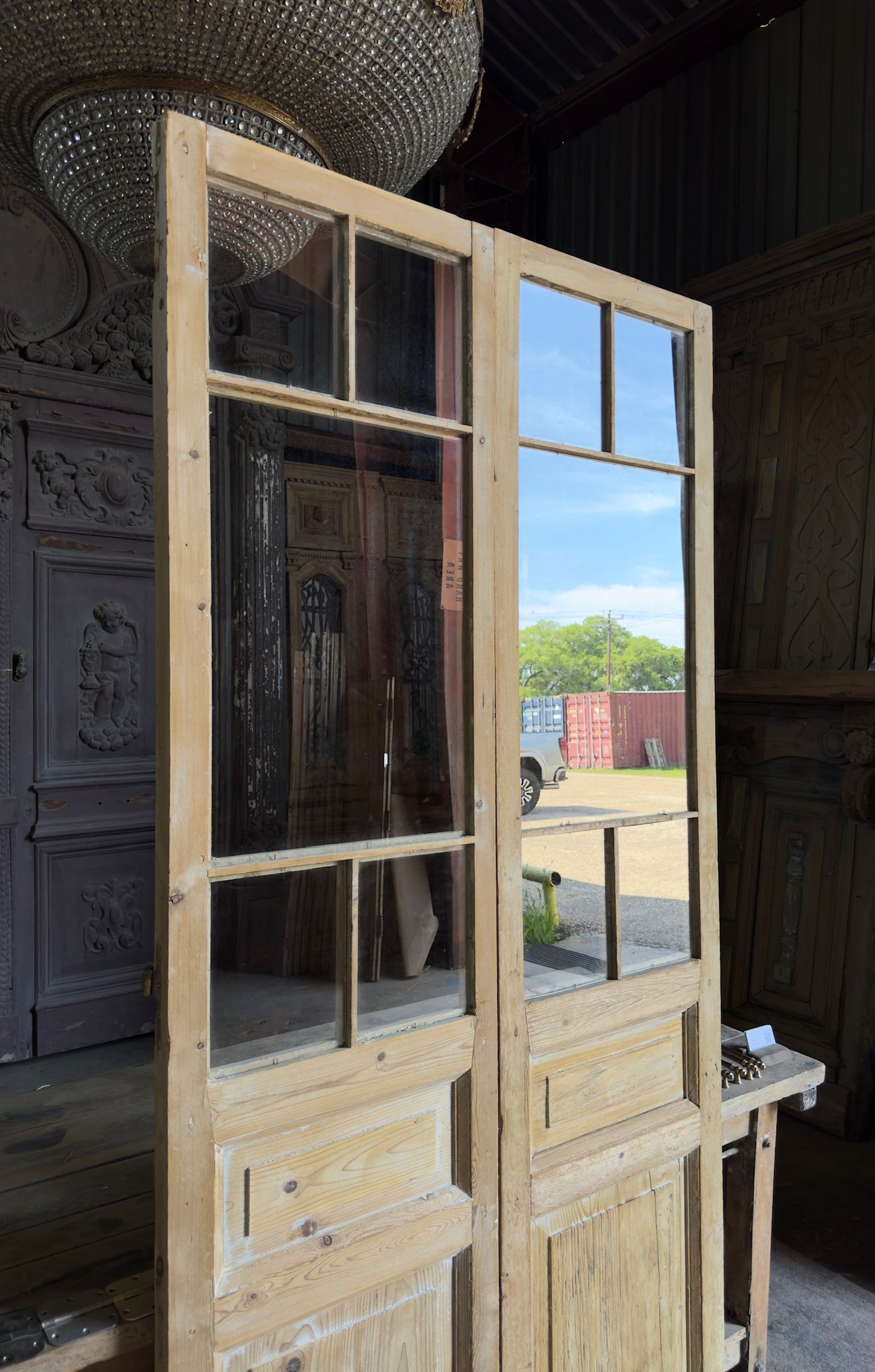 Antique Glass 5 Lite French Doors - 43.75x93 - L541