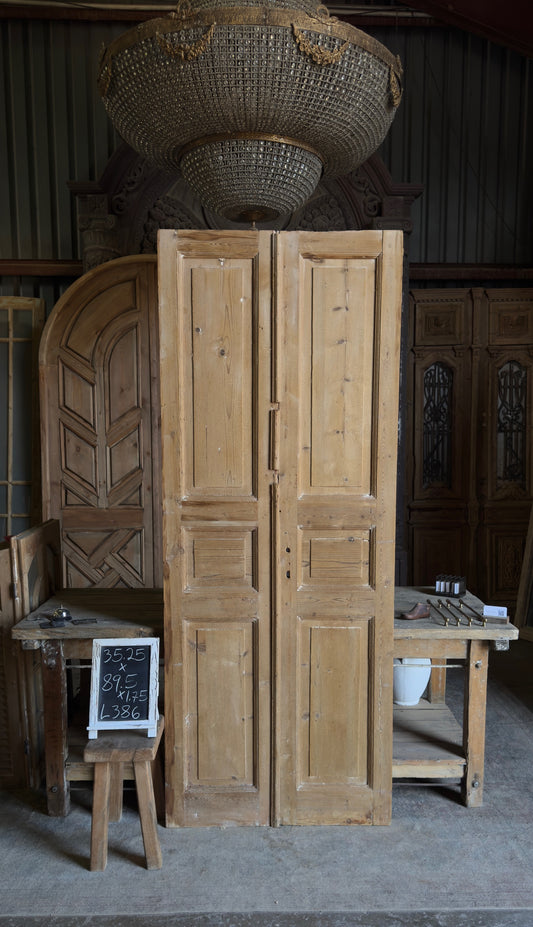 3 Panel Antique Solid French Doors - 35.25x89.5 - L386