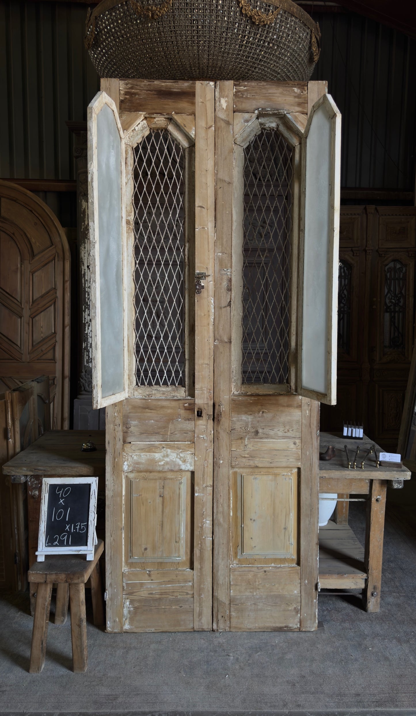 Classy Antique Iron French Doors - 40x101 - L291