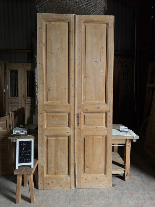 3 Panel Antique Solid French Doors - 44x101.25 J446