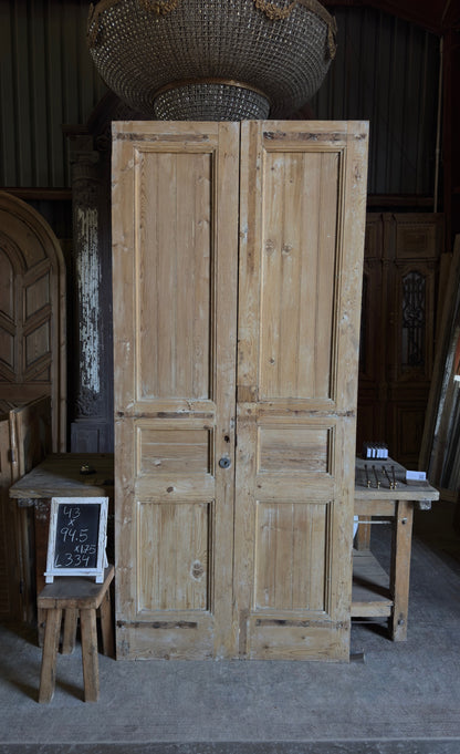 3 Panel Antique Solid French Doors - 43x94.5 - L334