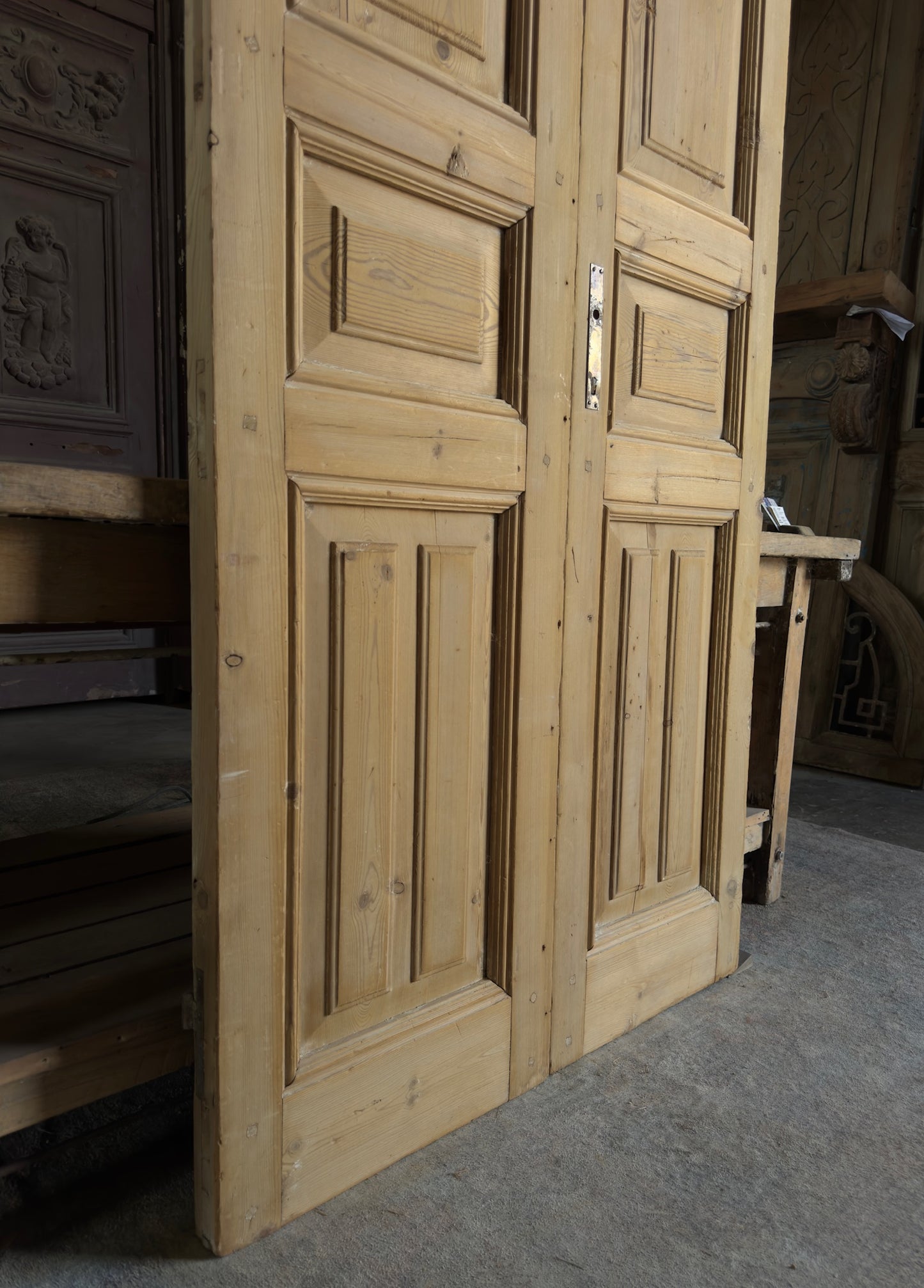3 Panel Antique Solid French Doors - 39.25x95.25 K389