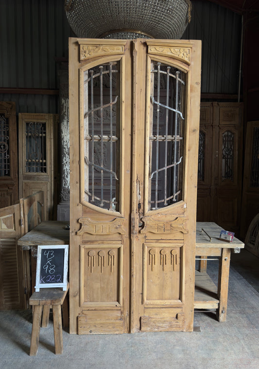 Sophisticated Antique Iron French Doors - 43x98 K282