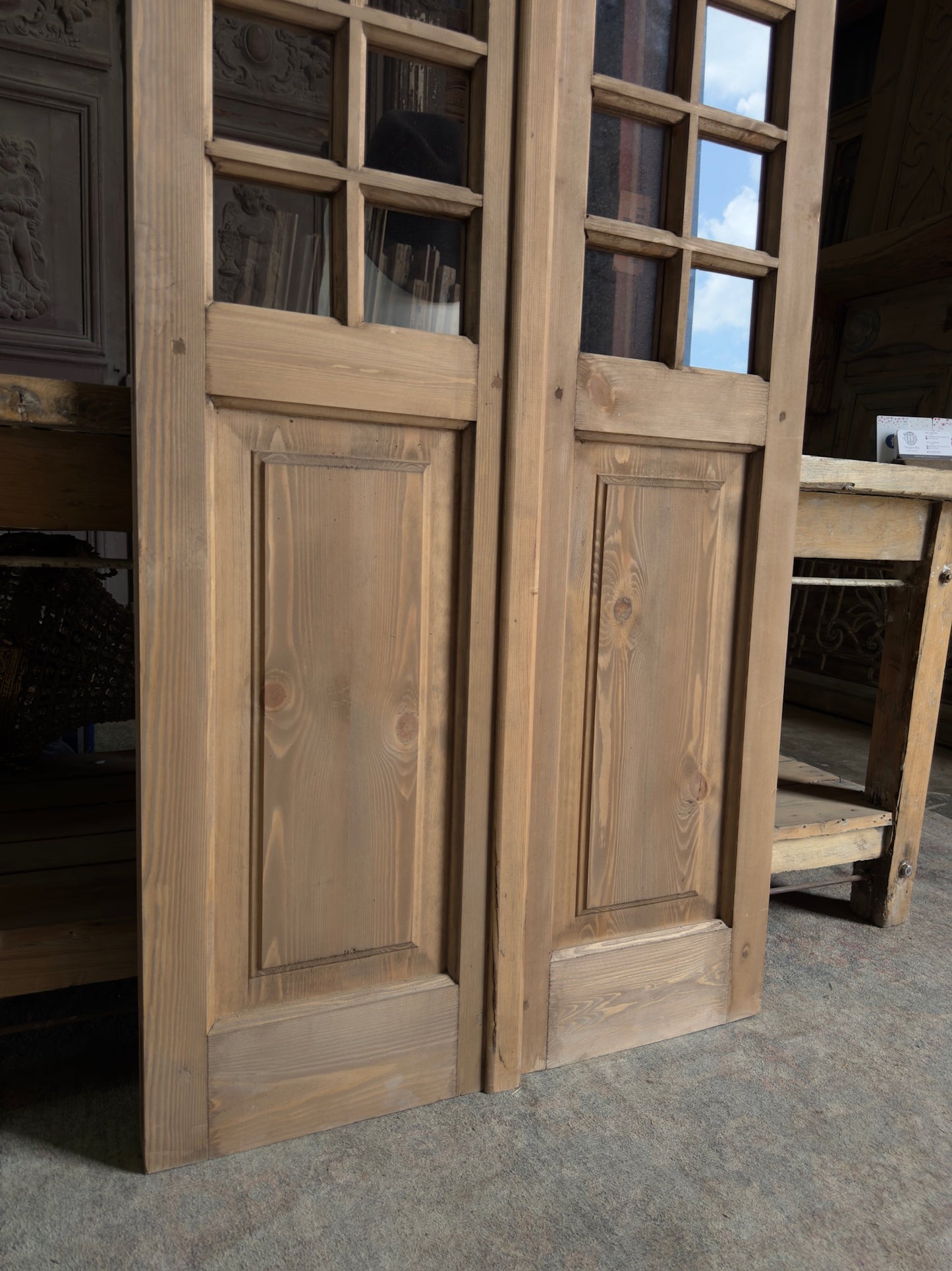 Handcrafted 20 Light Glass French Doors - 32x96 K2