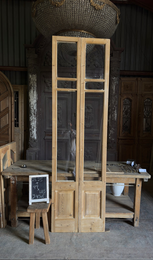 Narrow Glass Antique French Doors - 28.25x99 - J458