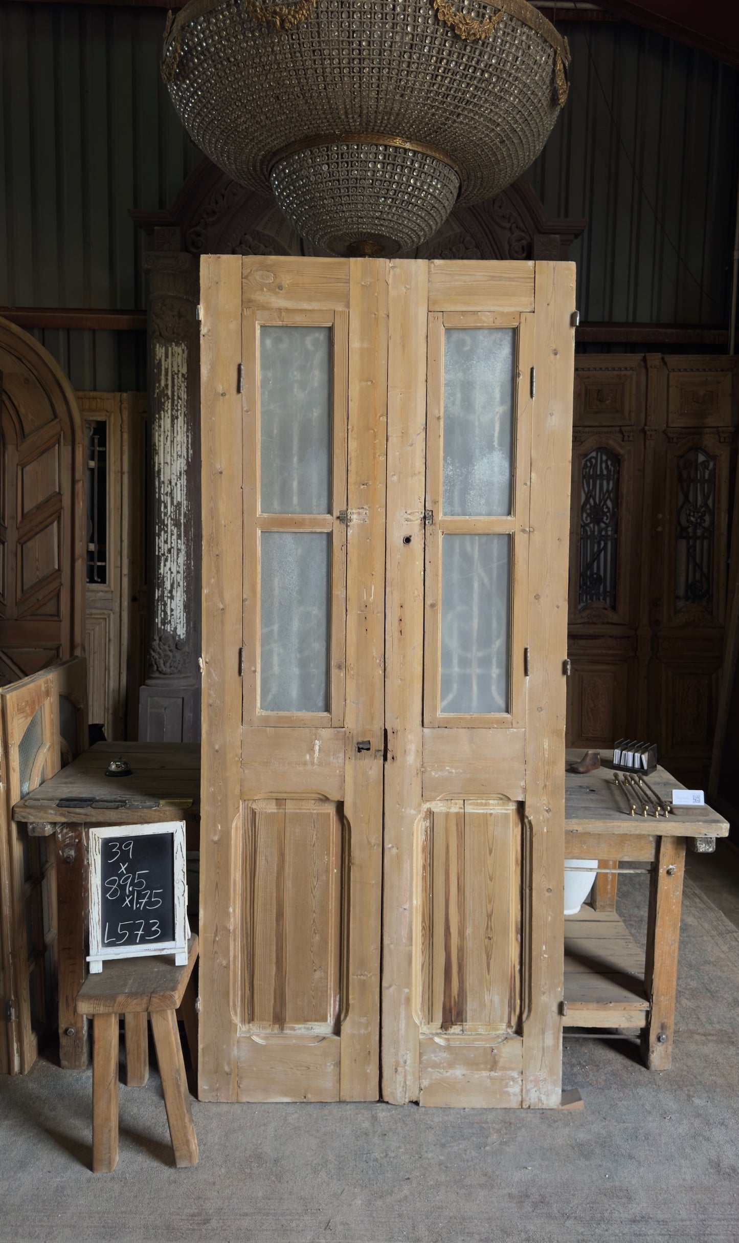 Antique Iron French Doors - 39x89.5 - L573