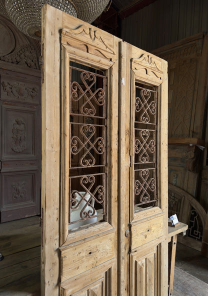 Antique Iron French Double Doors - 43.5x88.5 K294
