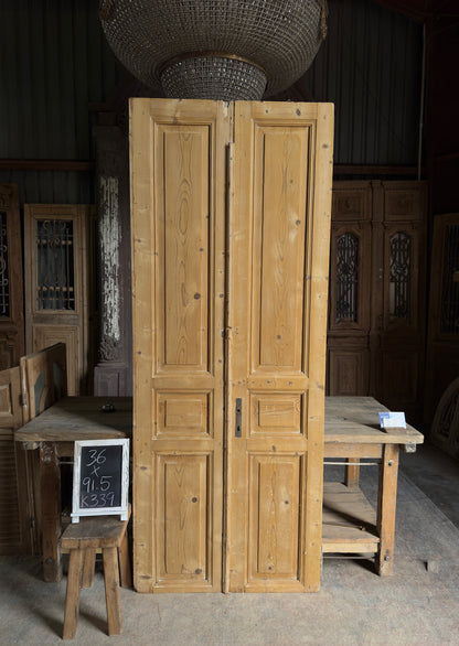 3 Panel Antique Solid French Doors - 36x91.5 K339