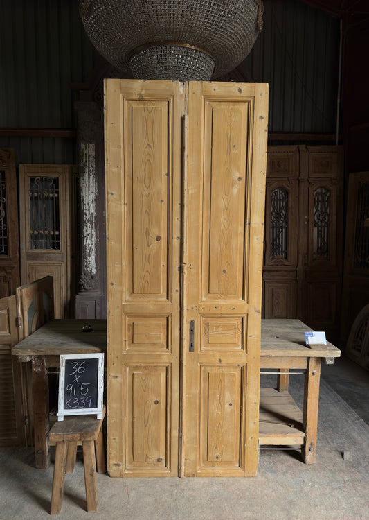3 Panel Antique Solid French Doors - 36x91.5 K339