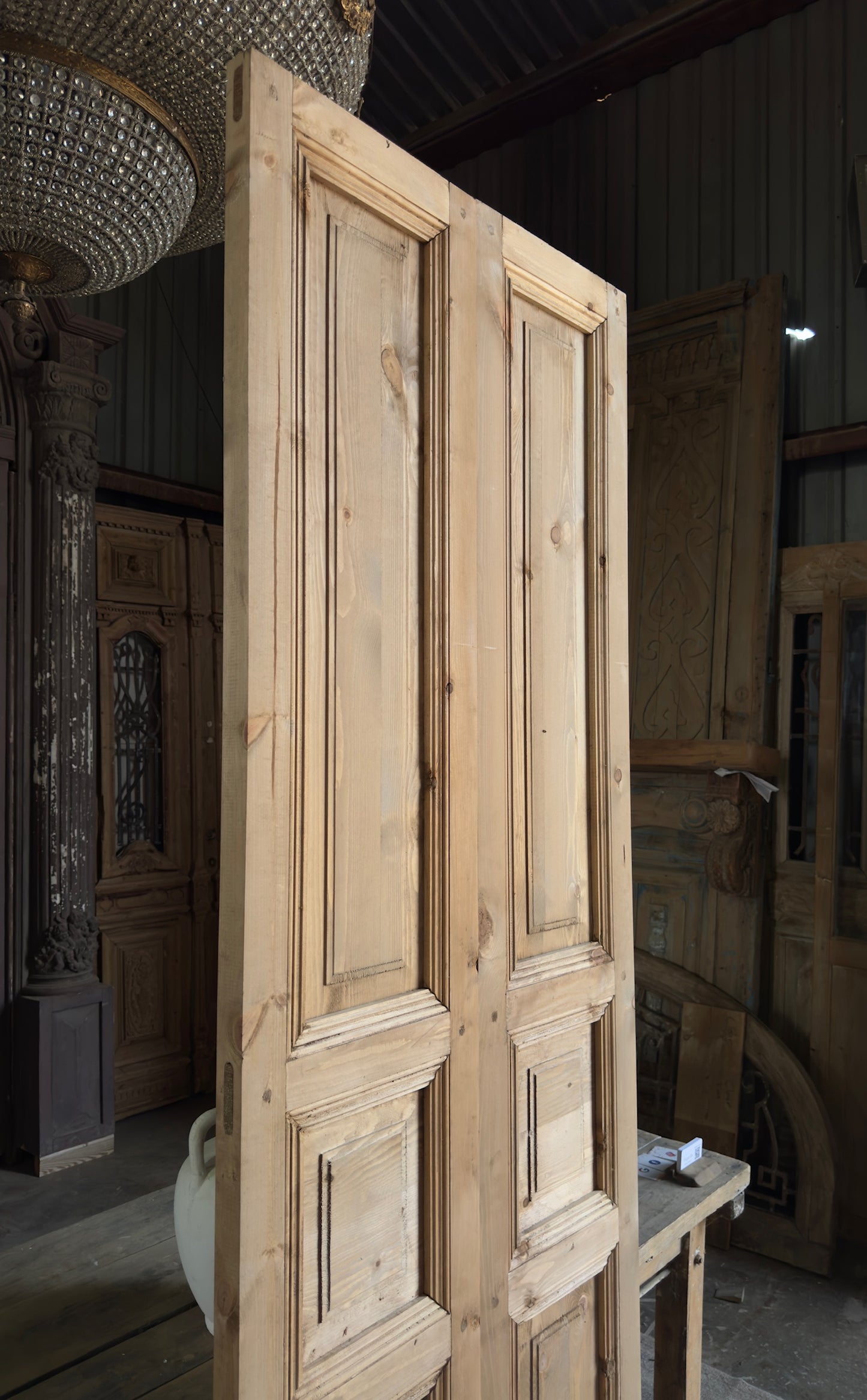 Handcrafted 3 Panel Solid French Doors - 32x96 L23