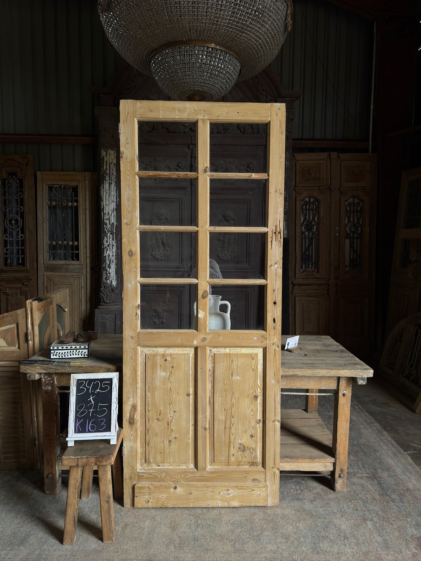 8 Lite Antique Glass Single Door - 34.25x87.5 K163