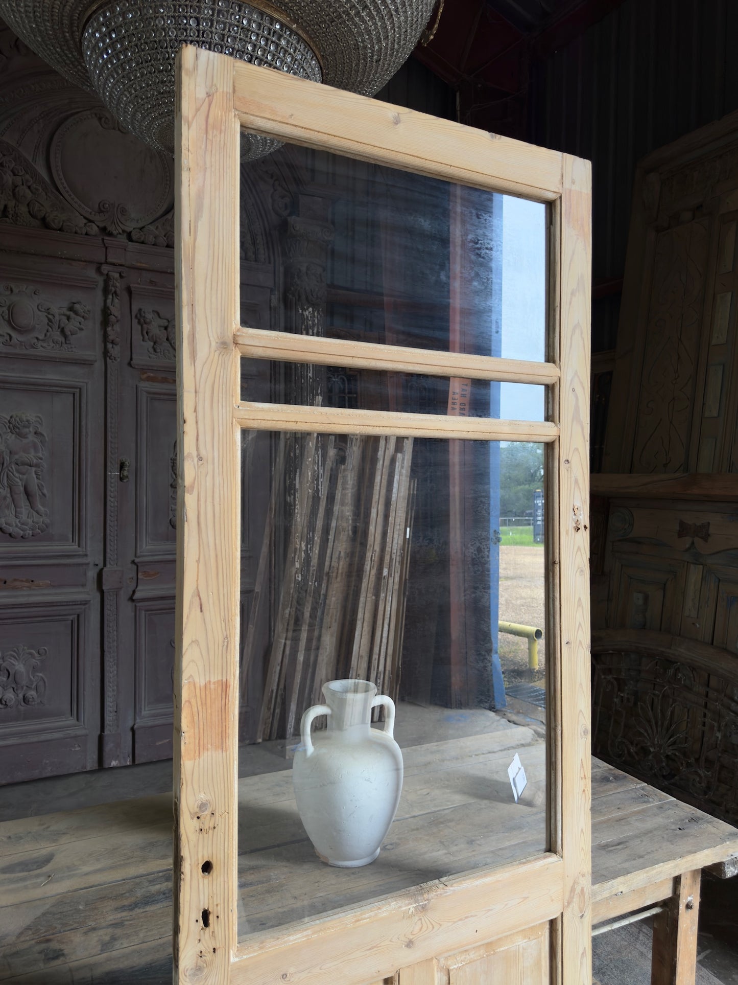 19th Century Antique Glass Door - 32x89.25 K117