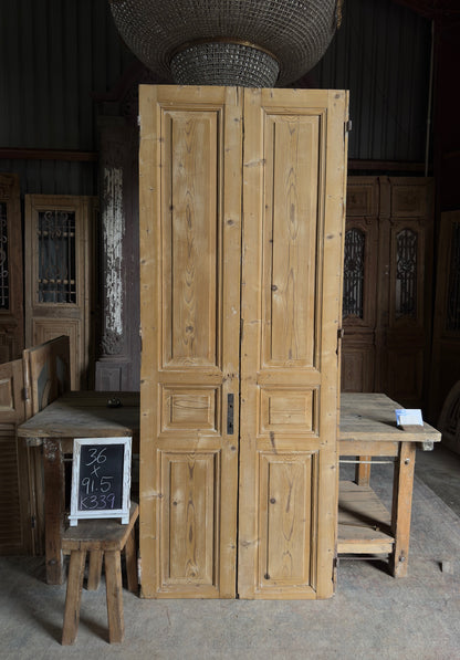 3 Panel Antique Solid French Doors - 36x91.5 K339