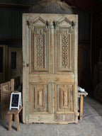 Massive Carved Single Antique Barn Door - 55.5x111 J64