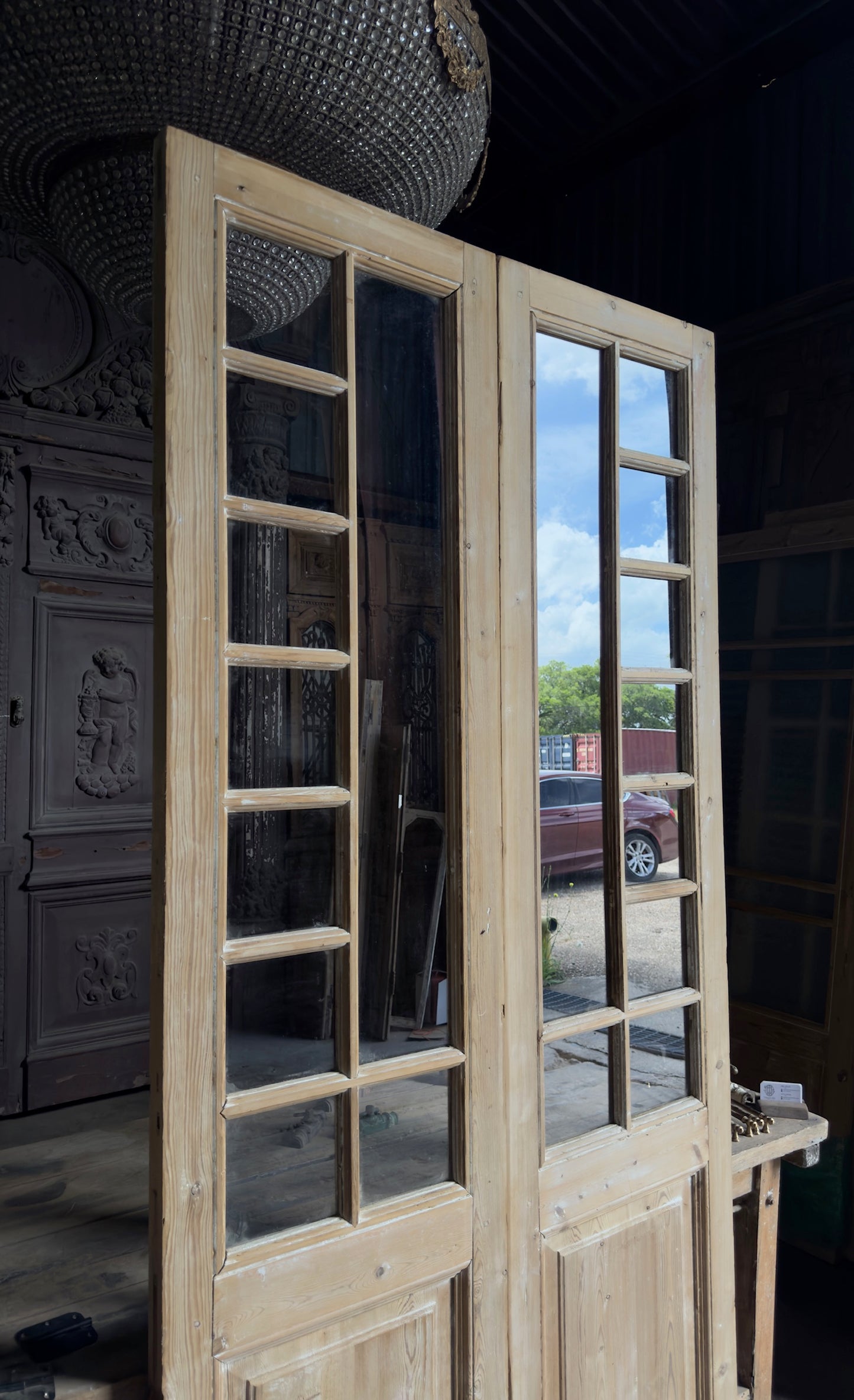 Antique Glass 10 Lite French Doors - 45.25x96 - L691