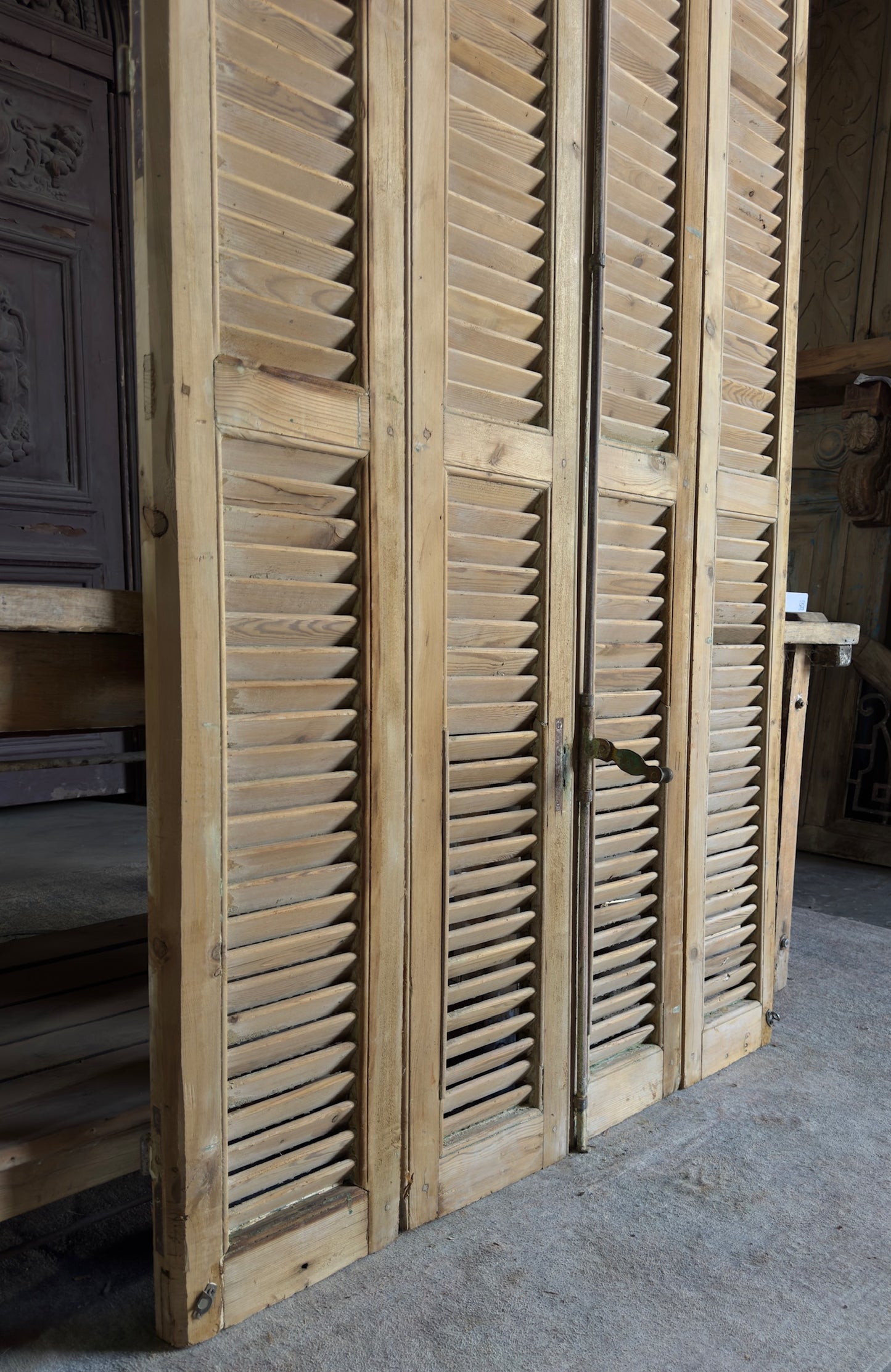European French Antique Louvered Shutters - 47.75x99 K448