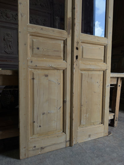 3 Panel Antique Glass French Doors - 41.5x96 J504