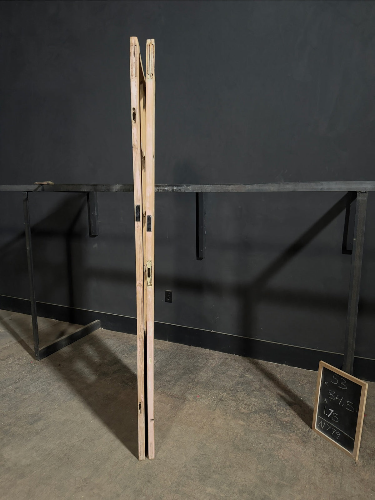 Antique Raised Panel Glass French Doors - 53x84.5 - N779