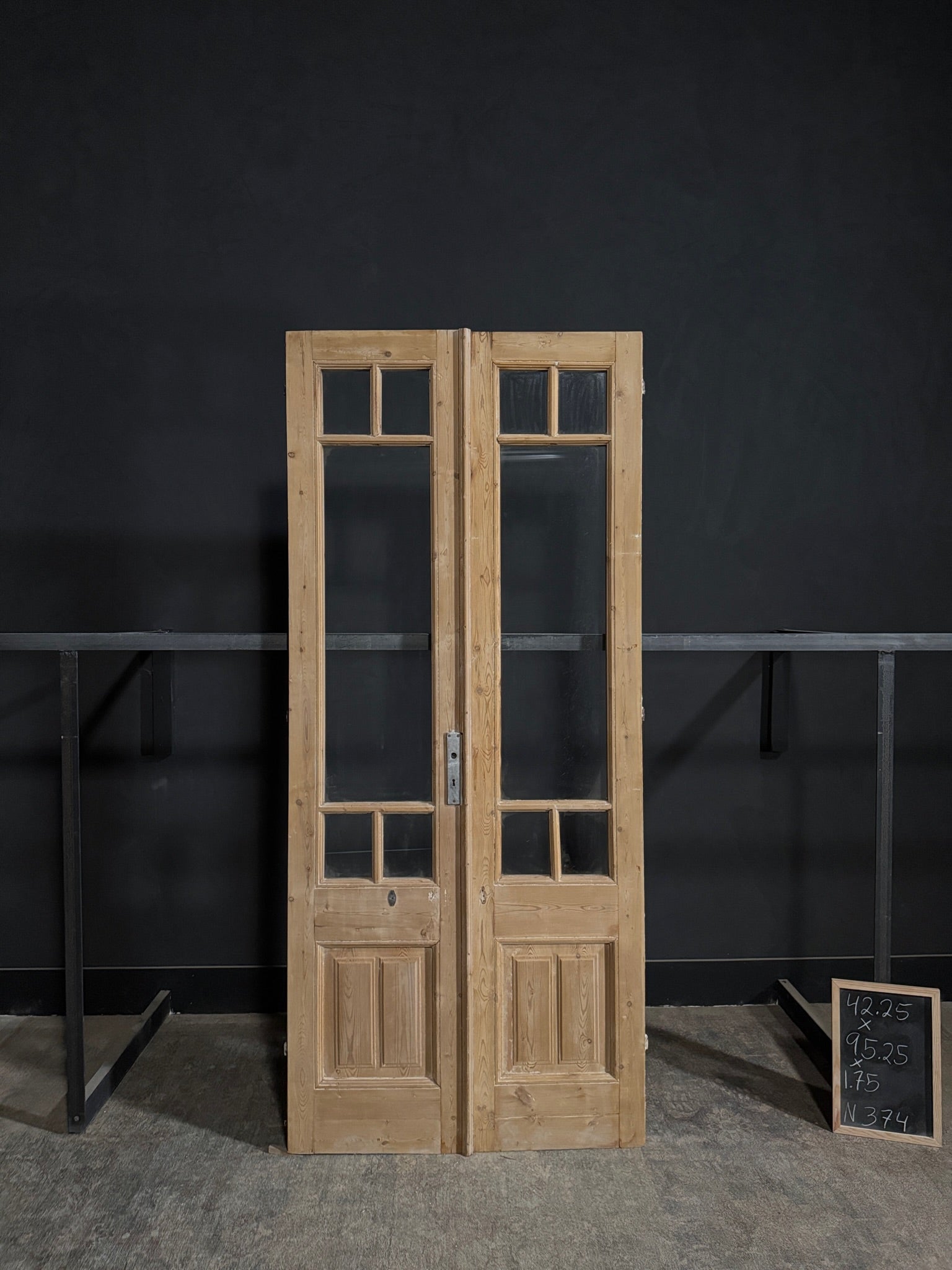 Antique Glass 3 Lite French Doors - 42.25x95.25 - N374