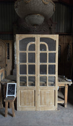 Antique Decorative Glass 8 Lite Arched French Doors - 44x81.5 - L685