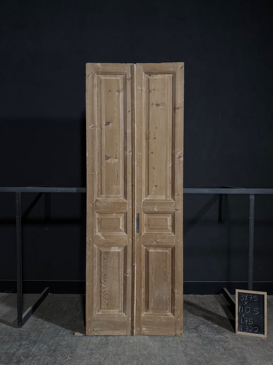 Antique 3 Panel Solid Double Doors - 39.75x110.5 - N322