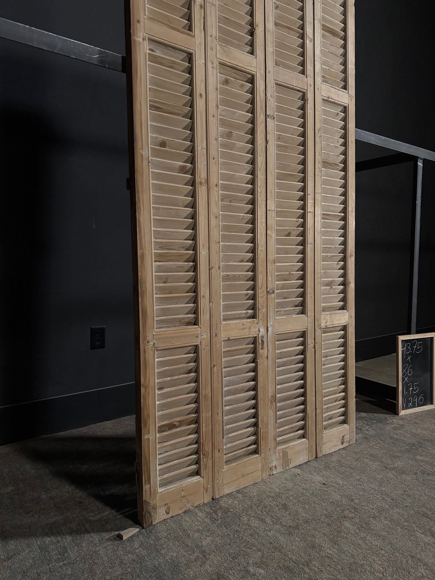 Antique Louvered 3 Panel Bi-Fold Doors - 43.75x86 - N296