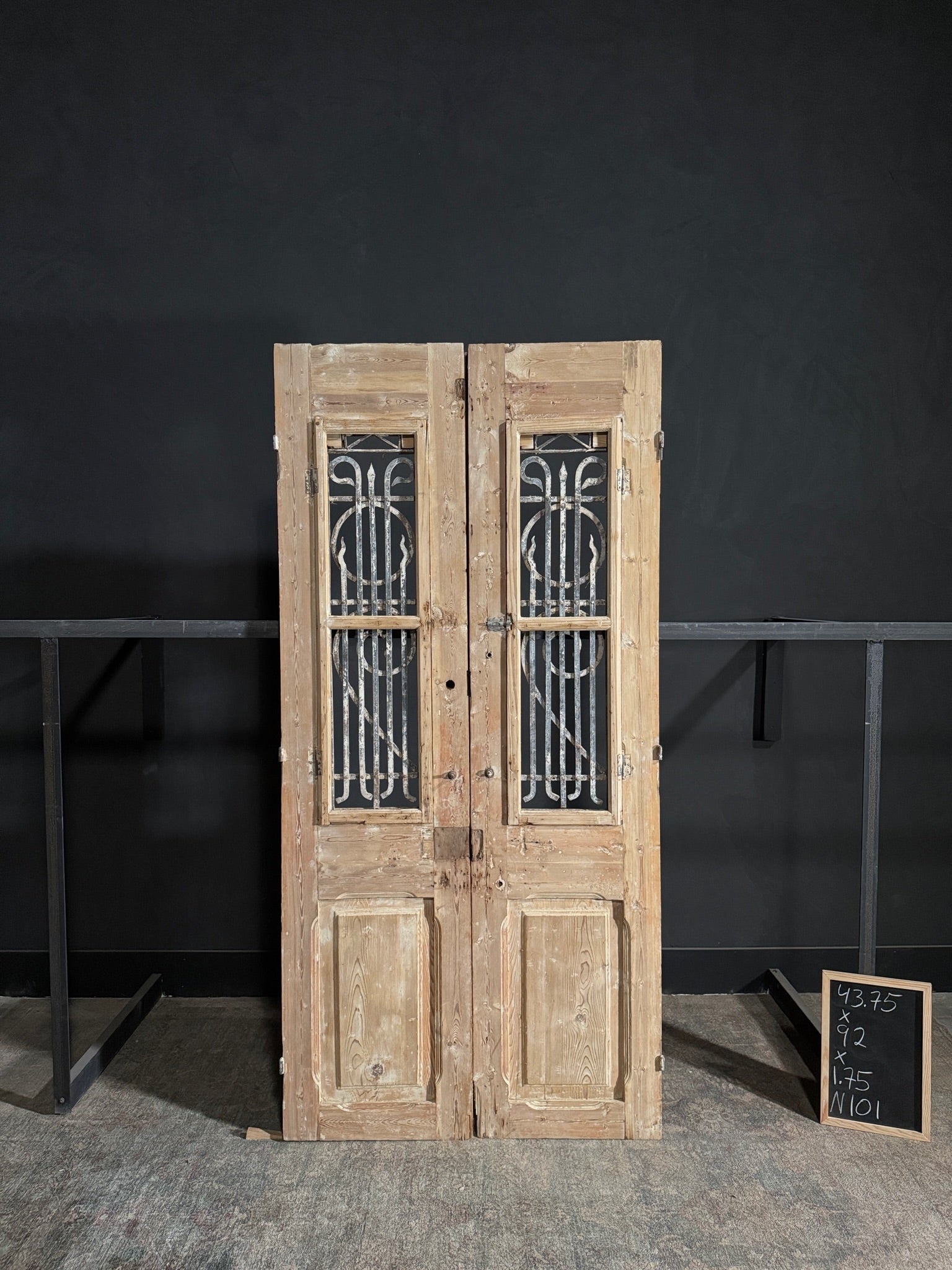 Antique Iron French Doors - 43.75x92 - N101