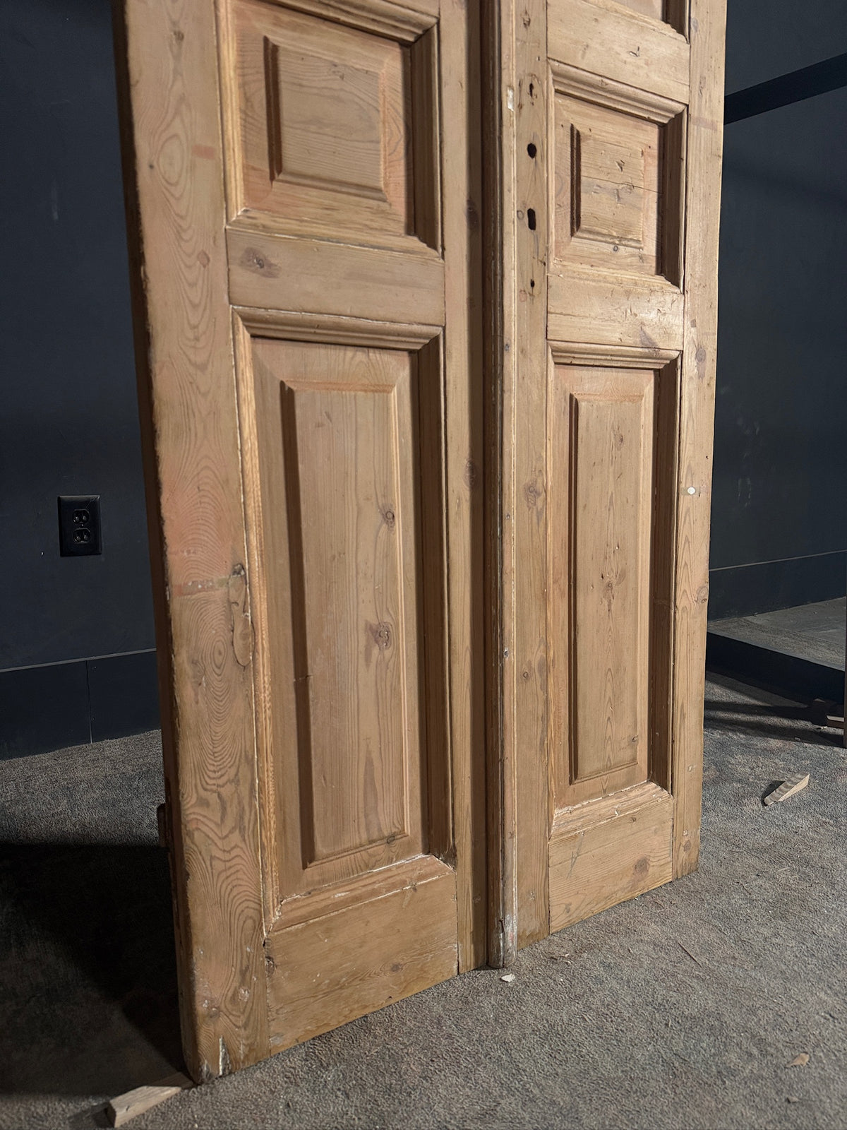 Antique 3 Panel Solid Double Doors - 32.5x91.75 - N640
