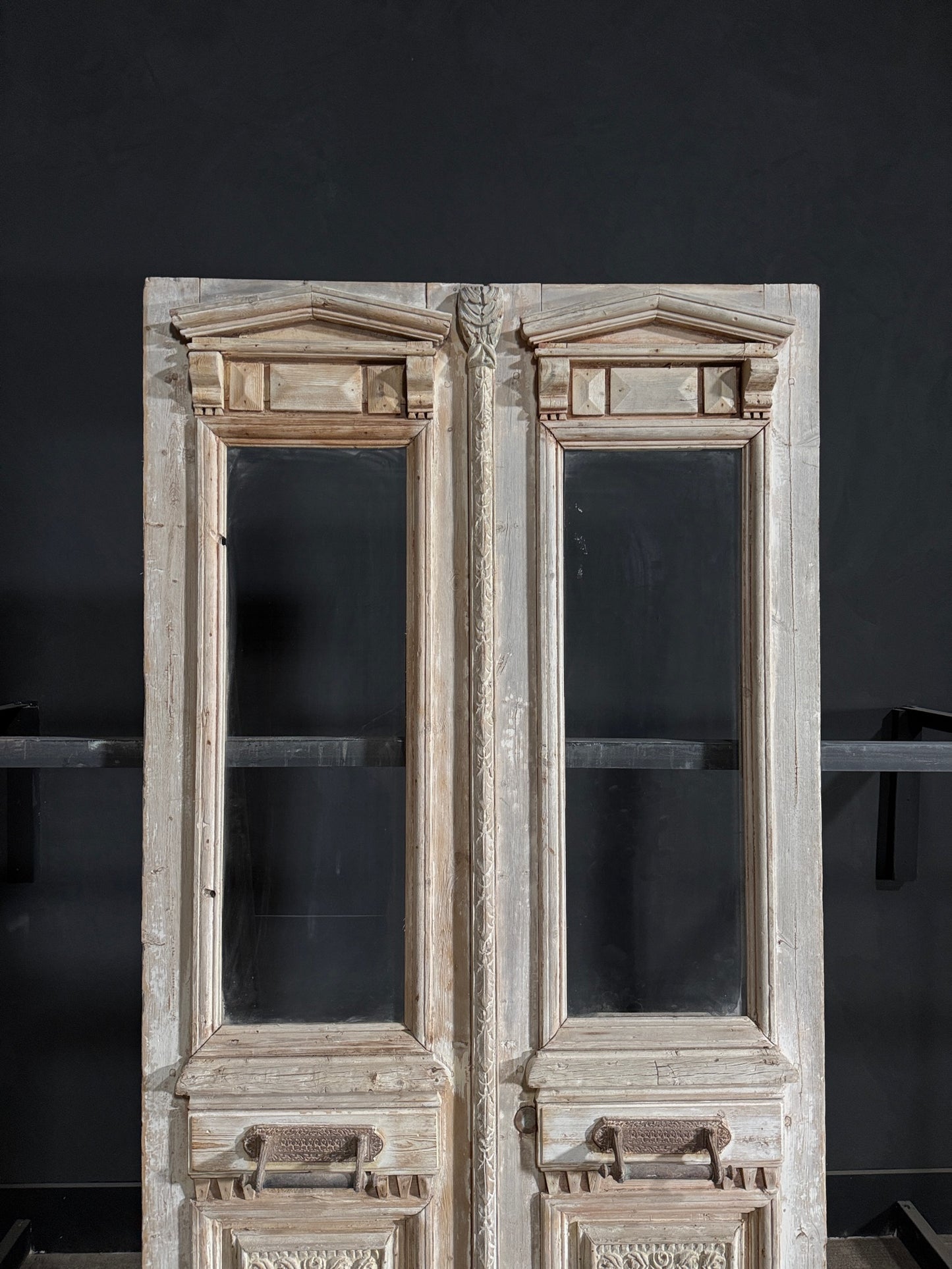 Antique Carved 1 Lite French Doors - 48x93 - N137