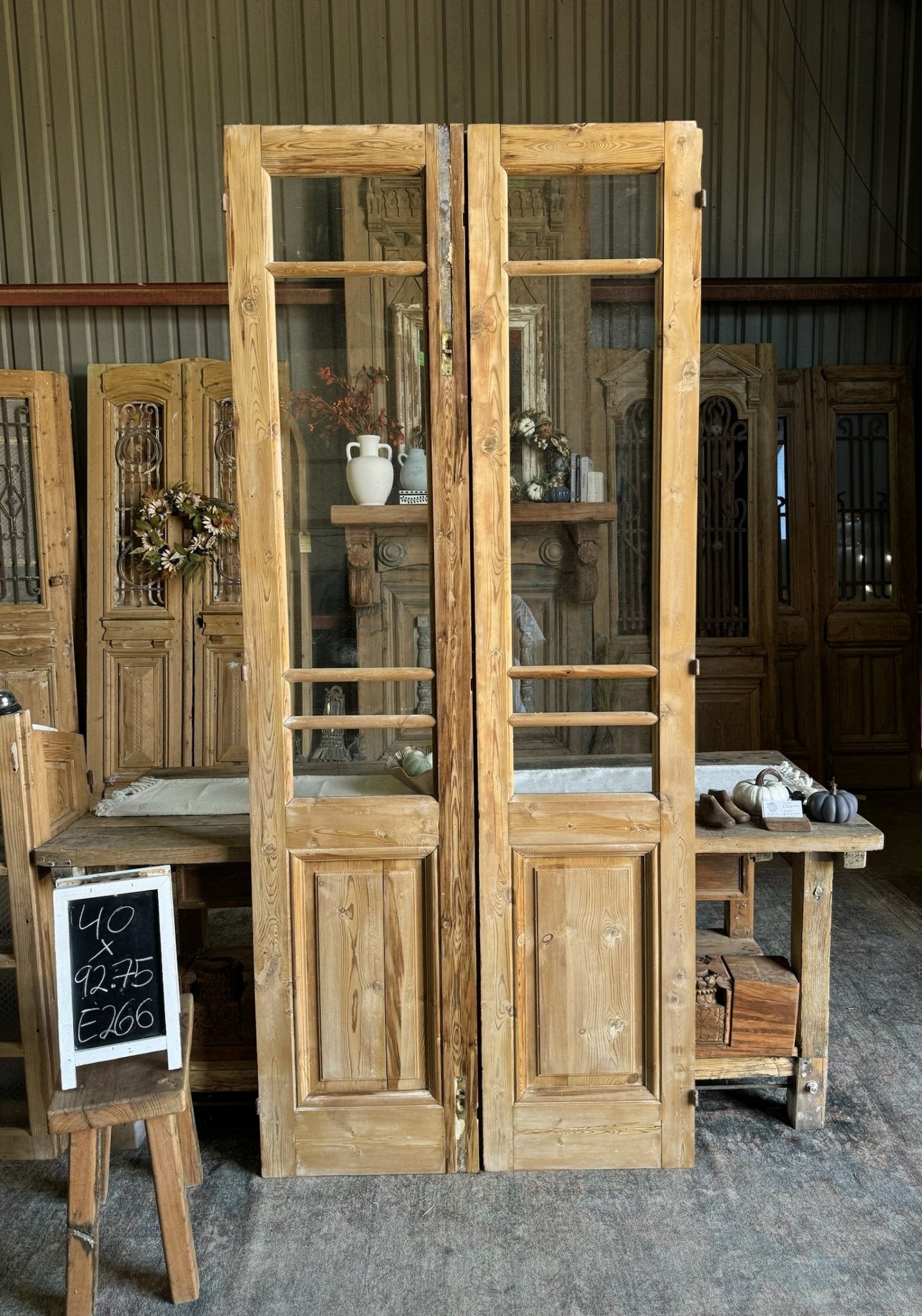 4 Light Antique Glass French Doors - 40x92.75 - Magnolia Antique Door Co.