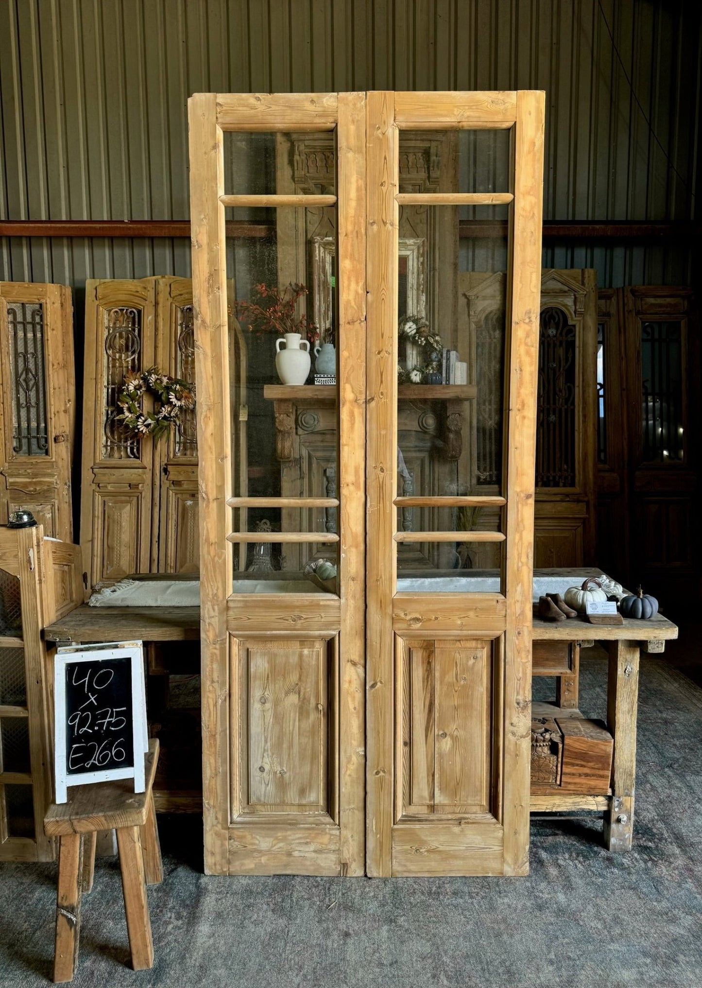 4 Light Antique Glass French Doors - 40x92.75 - Magnolia Antique Door Co.