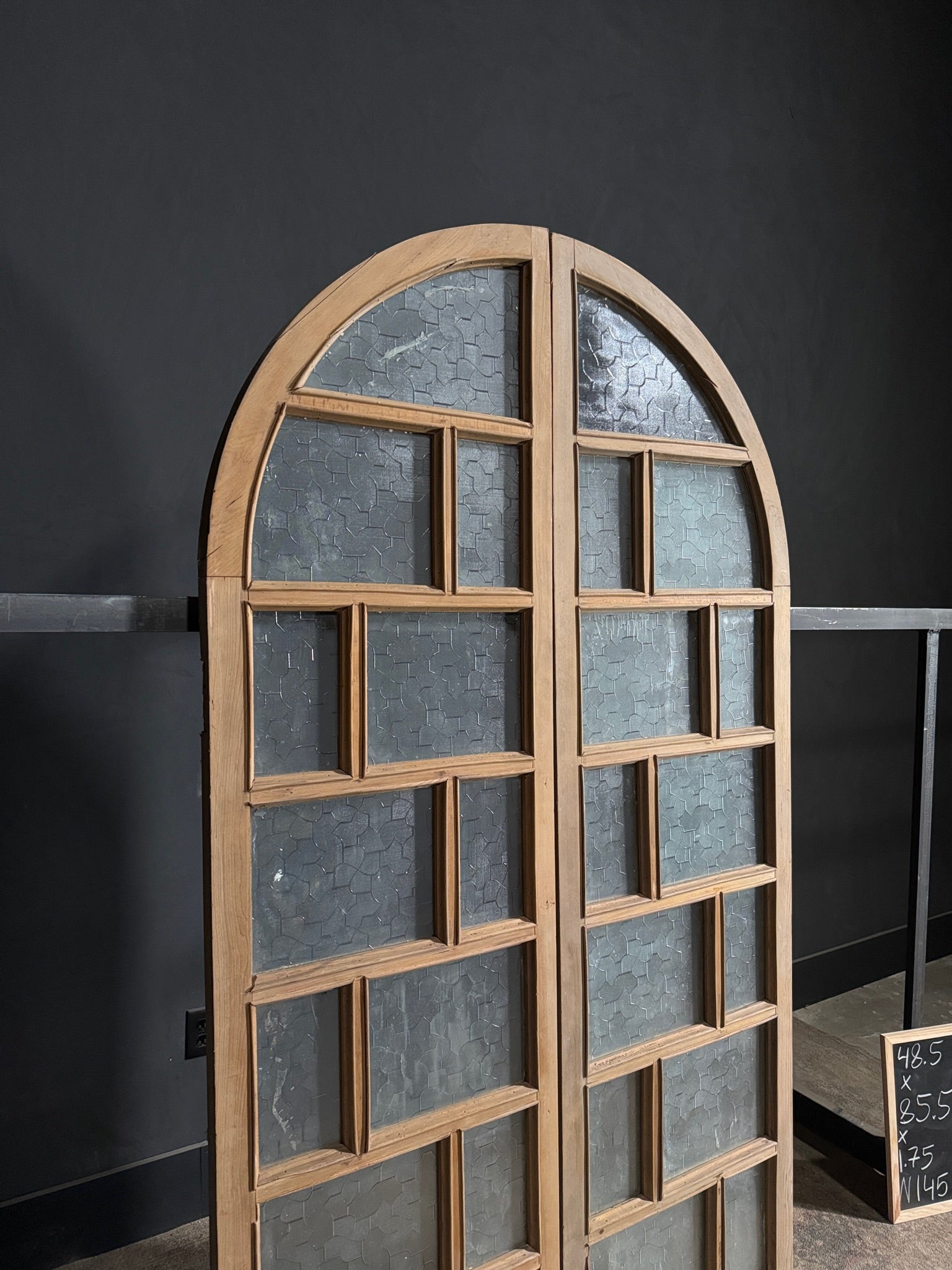 Antique Obscured Glass Arched French Doors - 48.5x85.5 - N145