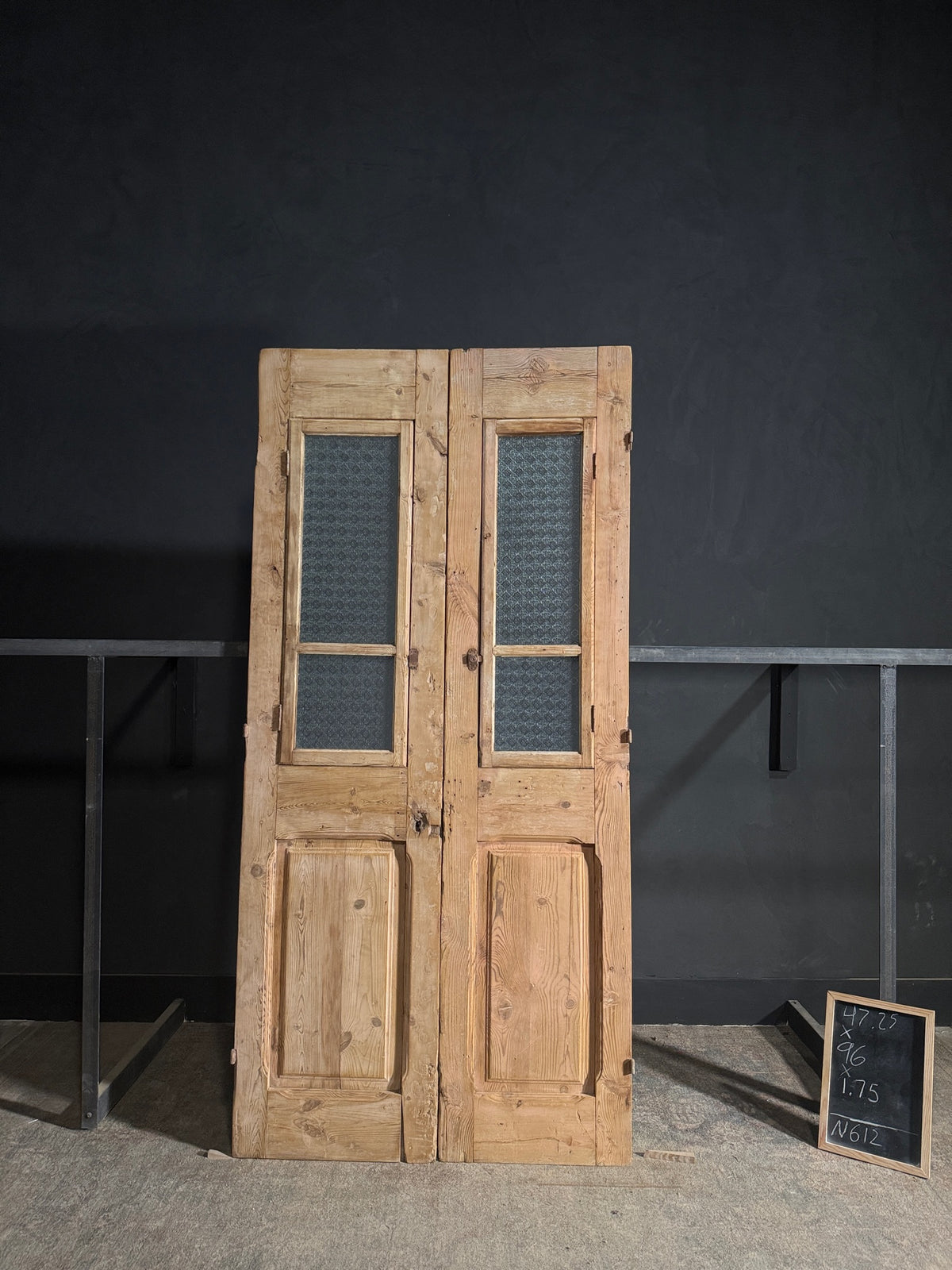 Antique Carved 2 Lite French Doors - 47.25x96 - N612