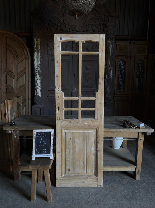 European Antique Glass Single Door - 24.5x77 - L115