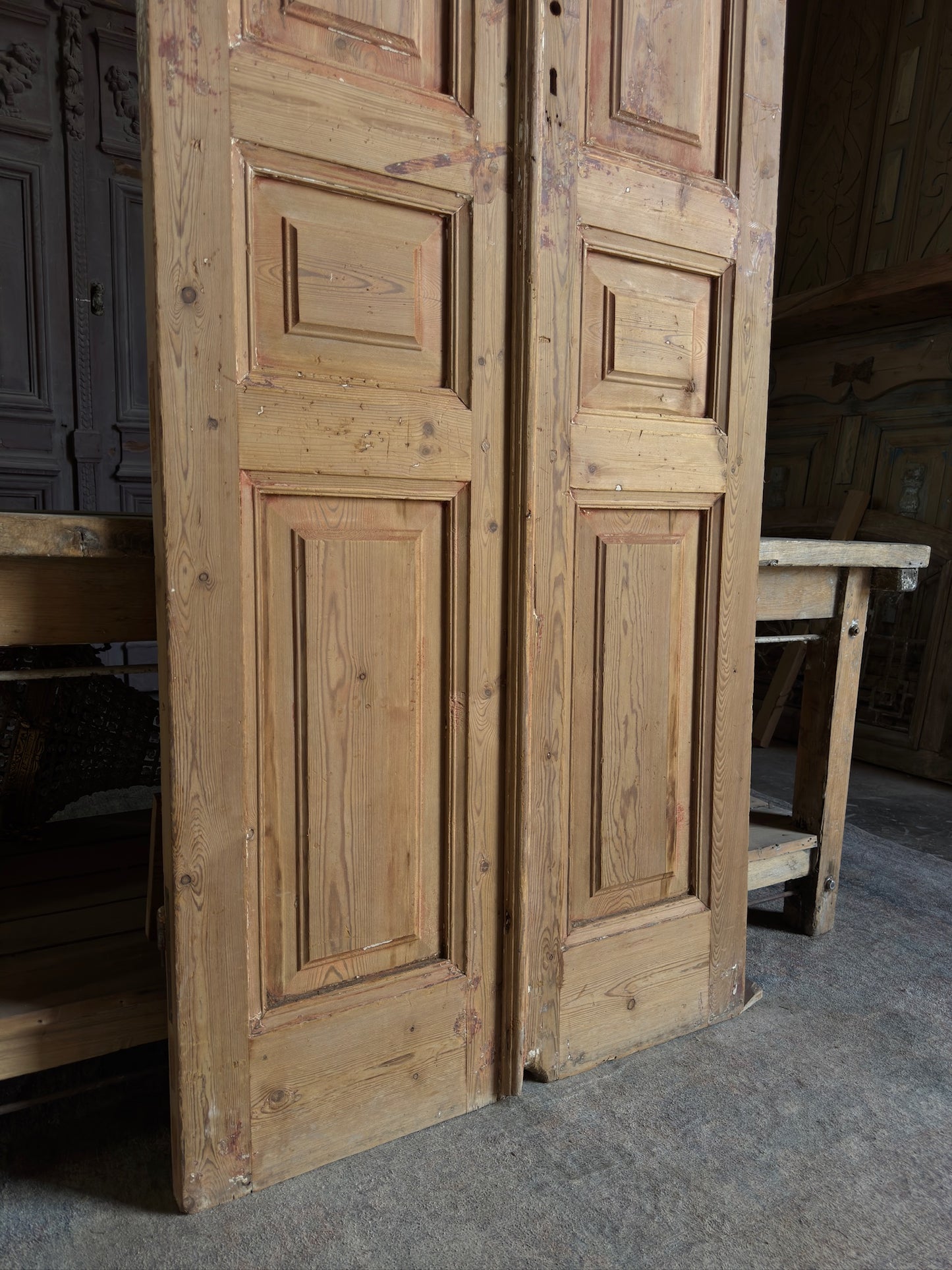 3 Panel Antique Solid French Doors - 35.5x99 K152