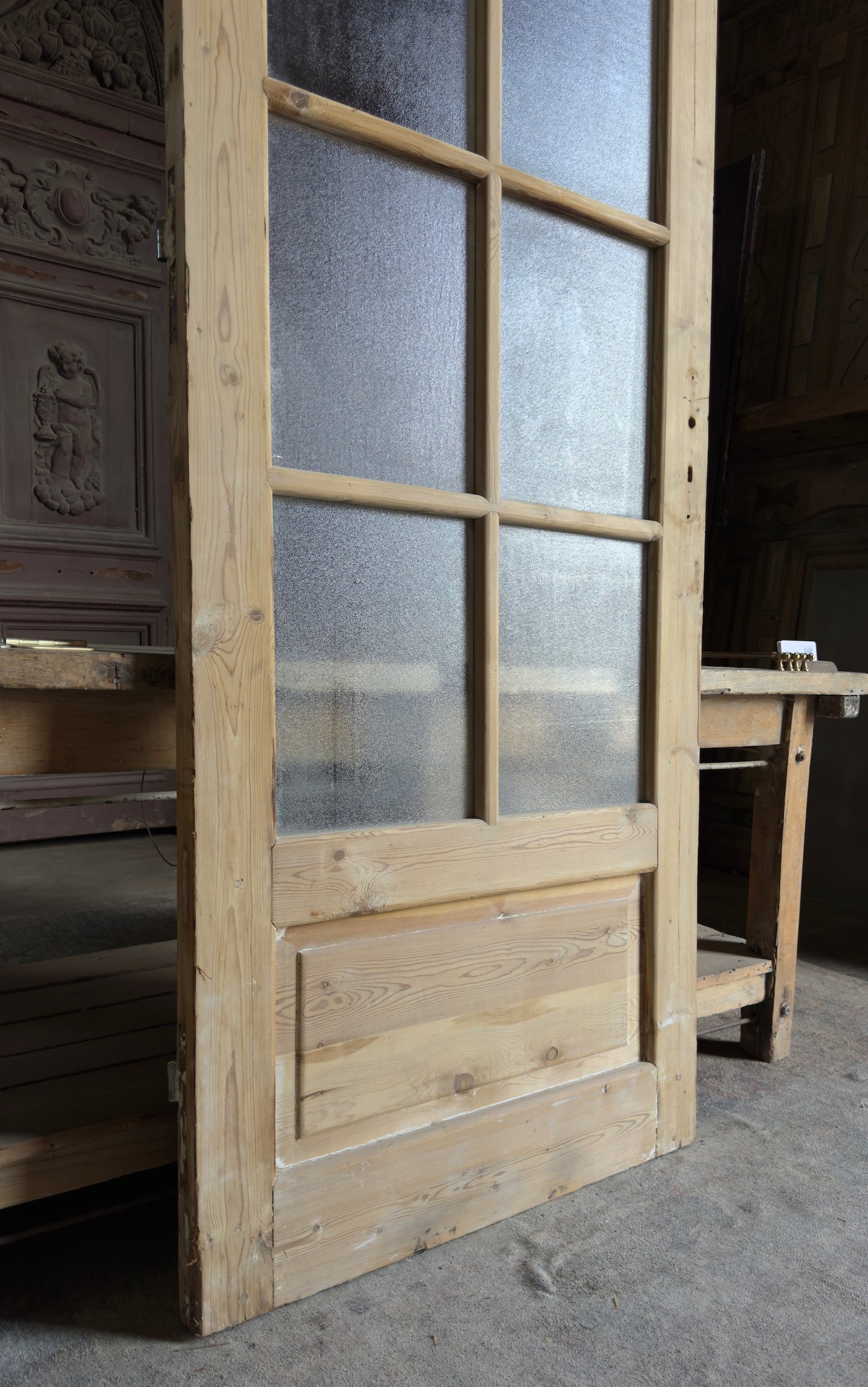 Antique Obscured Glass 8 Lite Glass Door - 34.25x95 - L594