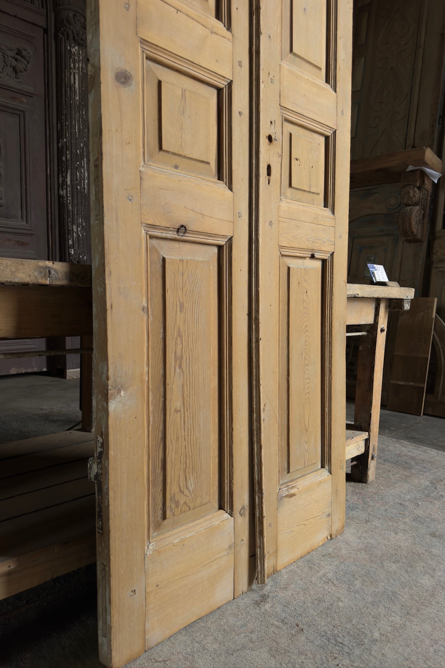3 Panel Antique Solid French Doors - 33.25x92.5 K338