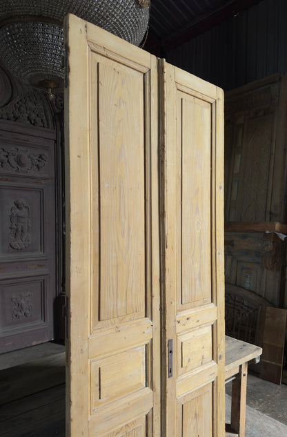 3 Panel Antique Solid French Doors - 38.5x95 K358