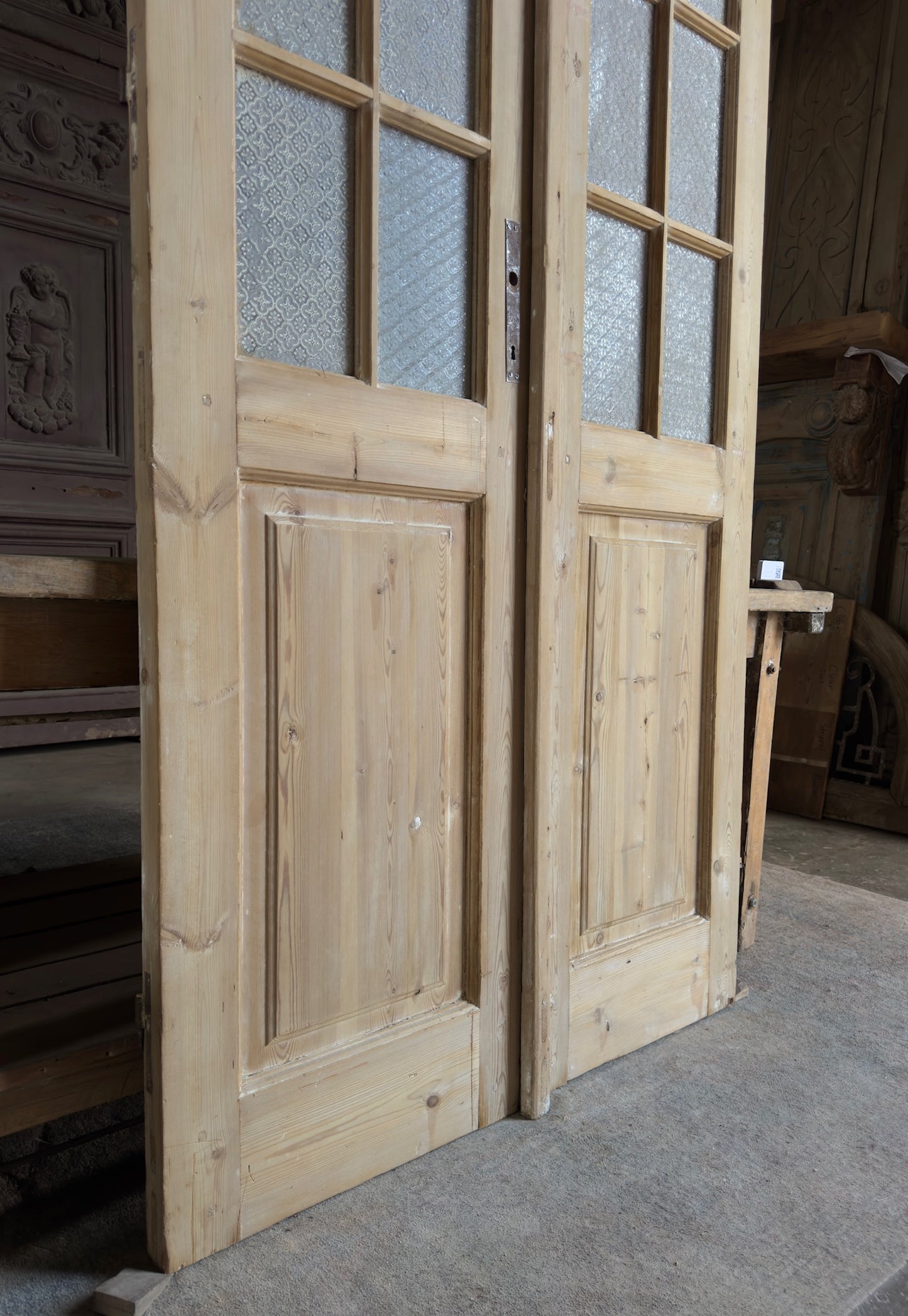 8 Lite Glass Antique French Doors - 44.5x97 K429