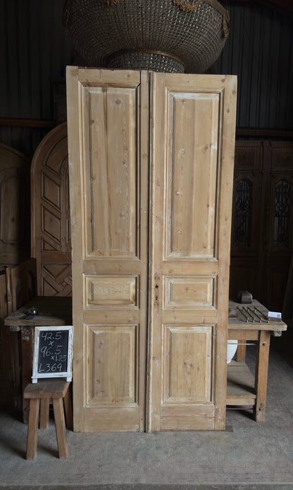 3 Panel Antique Solid French Doors - 42.5x96.5 - L369