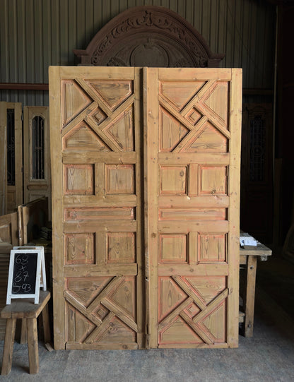 Antique Moraccan Carved Solid Doors - 68x87 J93