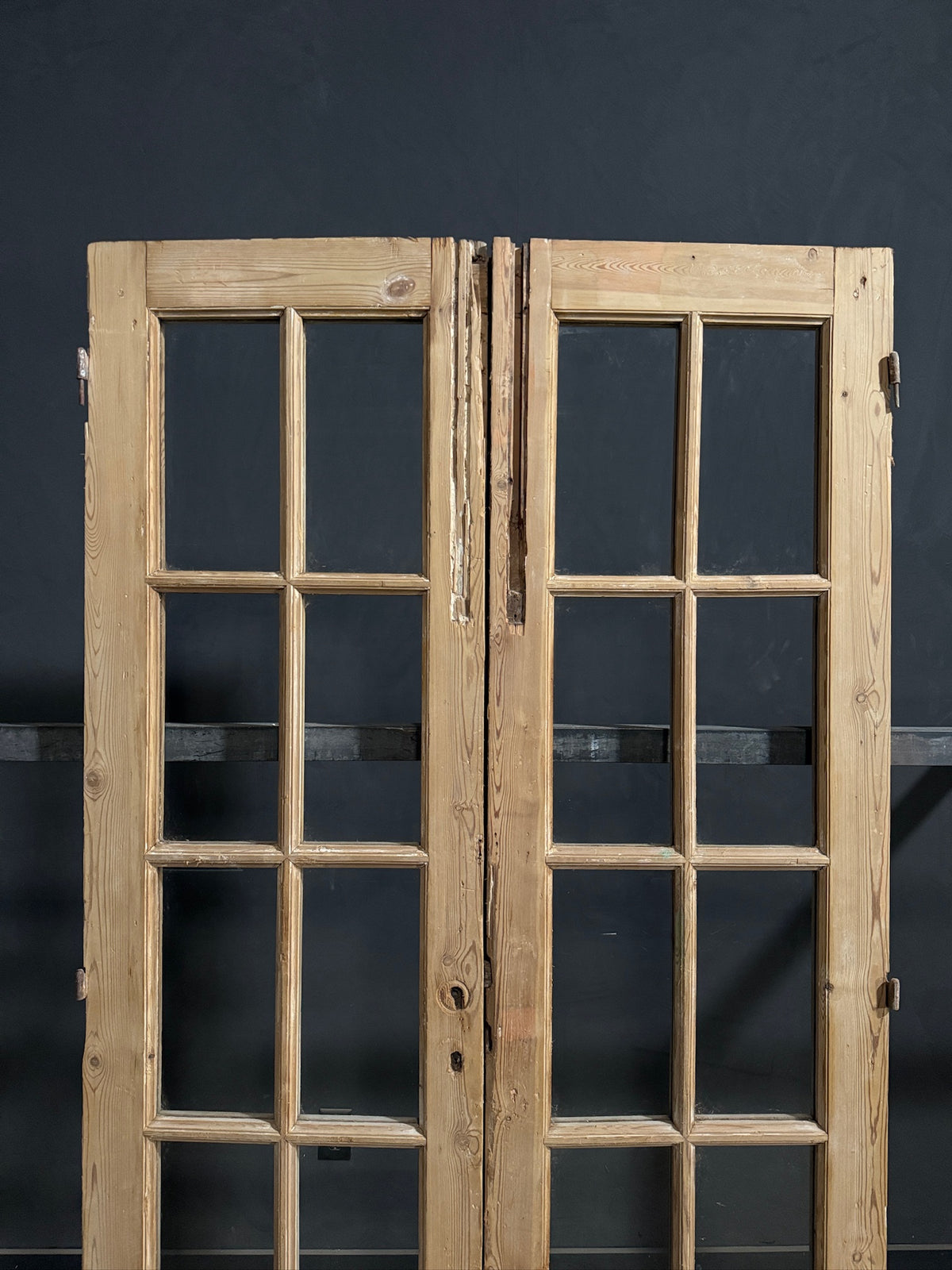 Antique Raised Panel Glass French Doors - 44x85.5 - N775