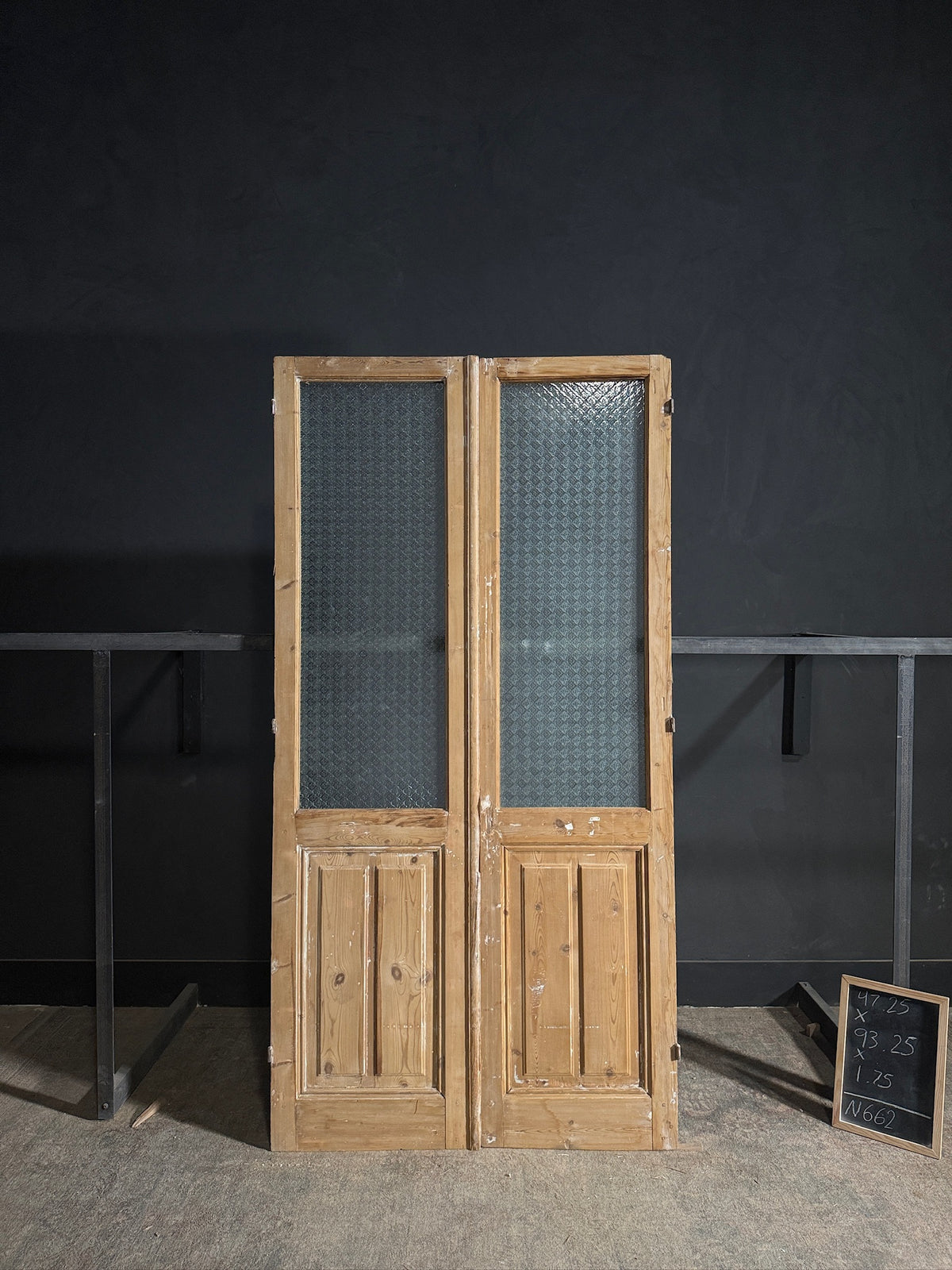 Antique Obscured Glass 1 Lite French Doors - 47.25x93.25 - N662