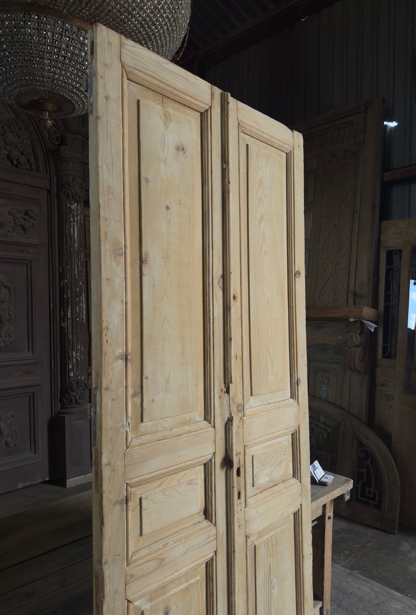 3 Panel Antique Solid French Doors - 39.5x93.5 K390