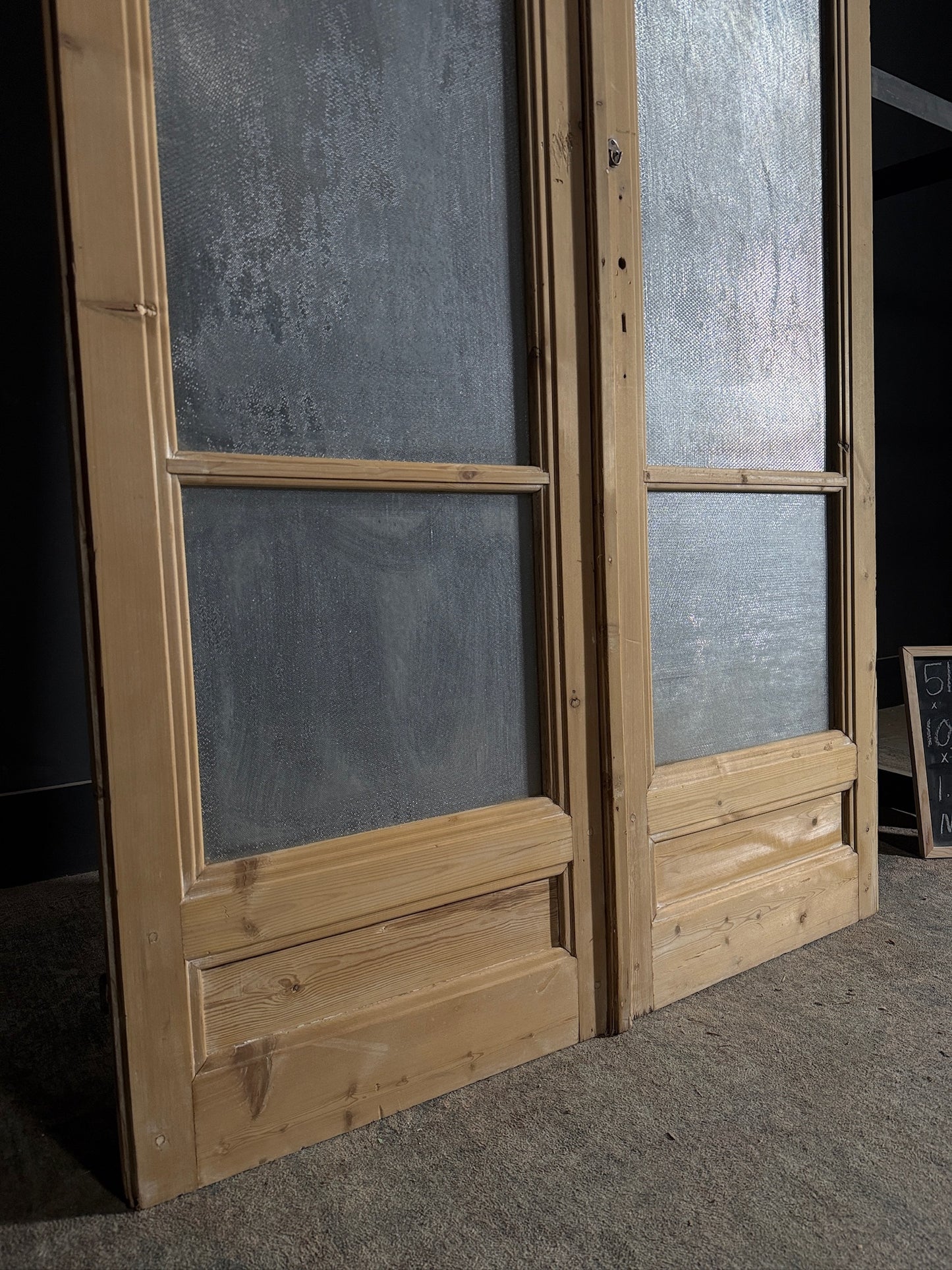 Antique Obscured Glass 2 Lite French Doors - 51.5x103.25 - N483