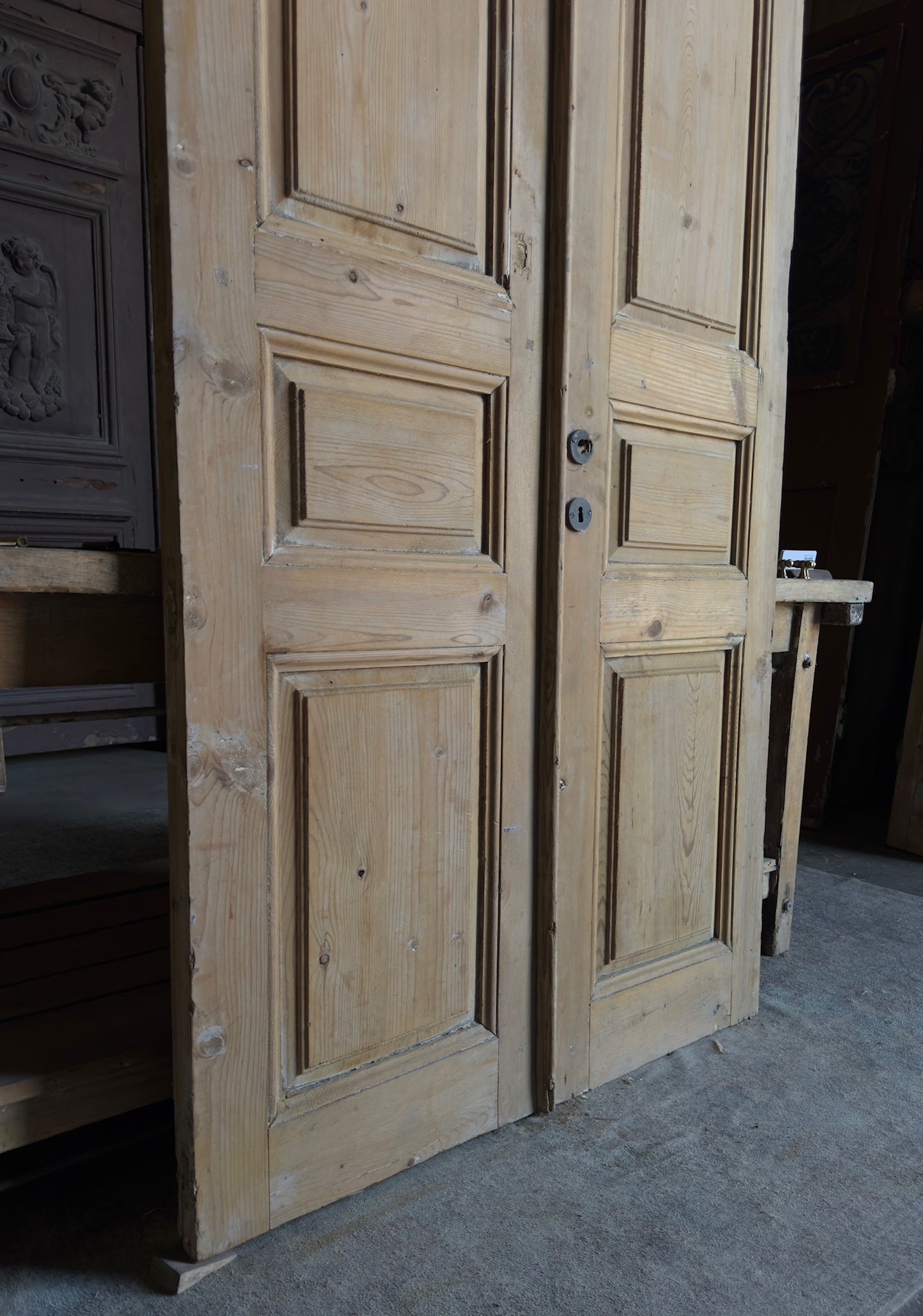 3 Panel Antique Solid French Doors - 43x91.5 - L345