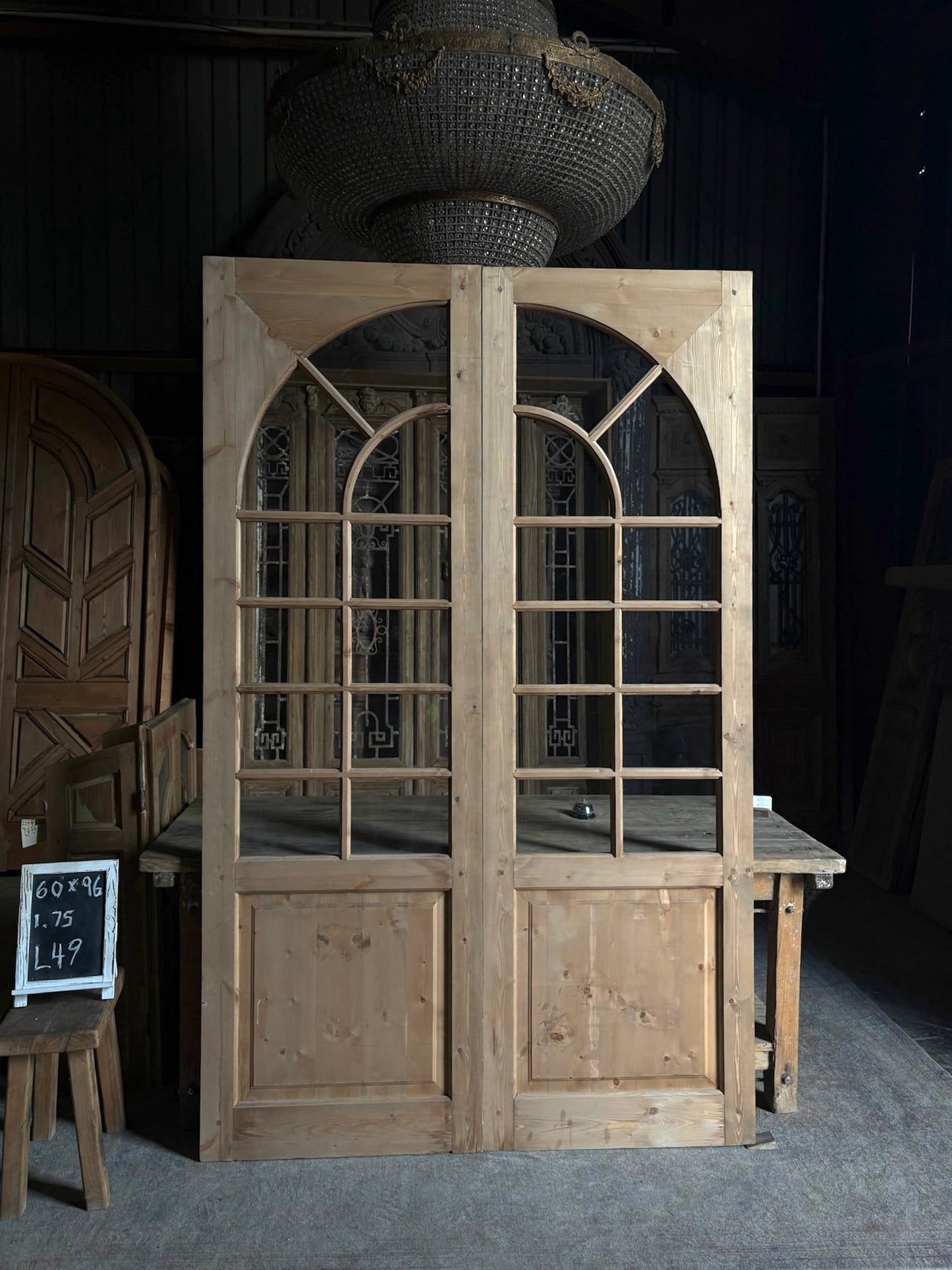 (Elise) Handcrafted Arched Glass French Doors - 60x96 L49